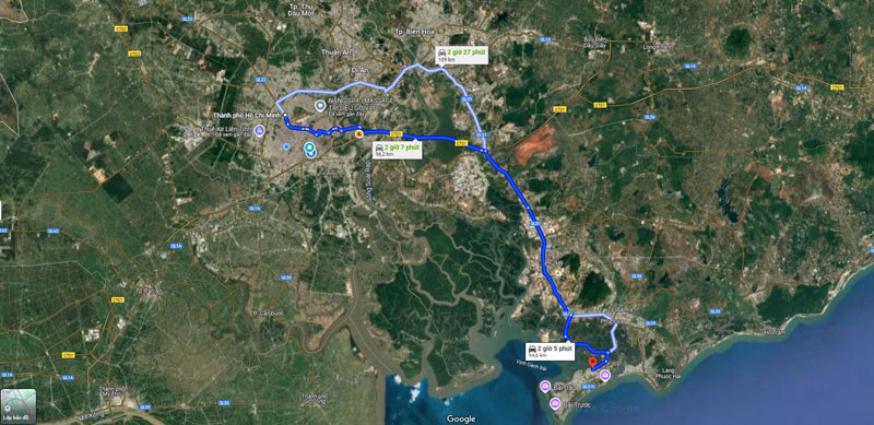 TP.HCM cách Vũng Tàu 2 giờ 6 p (96,2 km) qua QL51 